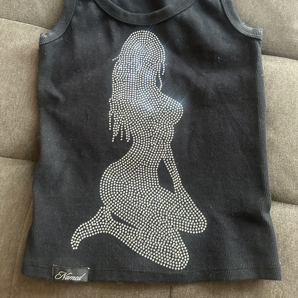 Named Collective Rhinestone Bling Ribbed Tank - Picture 5 of 6